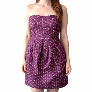 J. Crew Collection SILK Rich Purple strapless Dress 10